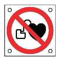 Cartello All. 60x60 mm DIVIETO D'ACCESSO AI PORTATORI DI STIMOLATORI CARDIACI ATTIVI