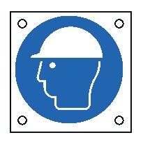 Cartello All. 60x60 mm OBBLIGO INDOSSARE IL CASCO PROTETTIVO