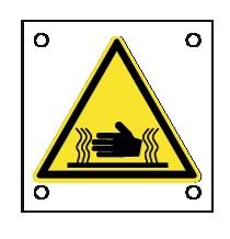 Cartello All. 60x60 mm PERICOLO PIASTRA RADIANTE