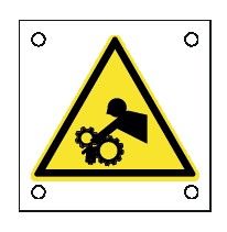 Cartello All. 60x60 mm PERICOLO TRASCINAMENTO DA RULLI