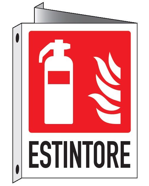 Cartello bifacciale in All. 110x140 mm ESTINTORE
