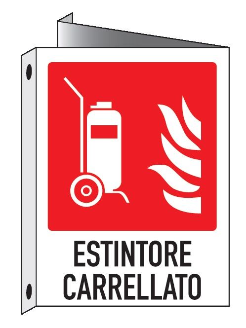 Cartello bifacciale in All. 110x140 mm ESTINTORE CARRELLATO