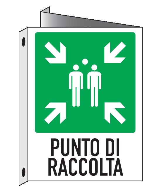 Cartello bifacciale in All. 110x140 mm PUNTO DI RACCOLTA