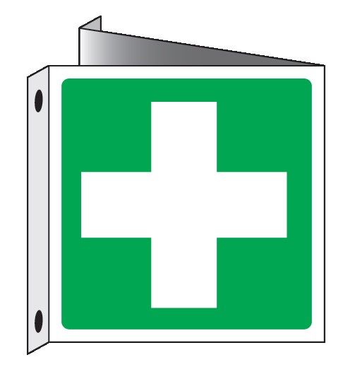 Cartello bifacciale in All. 155x155 mm PRIMO SOCCORSO