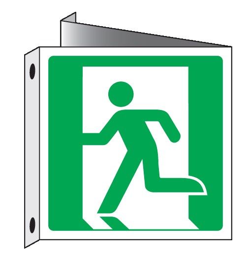 Cartello bifacciale in All. 155x155 mm USCITA DI EMERGENZA A SX