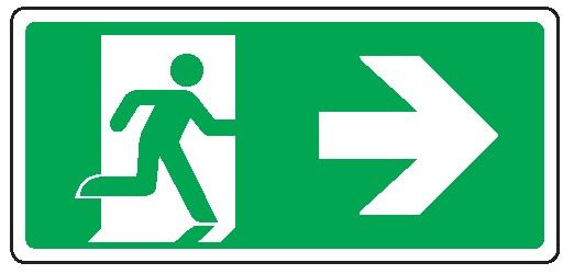 Cartello bifacciale in All. 220x125 mm USCITA DI EMERGENZA A DX CON FRECCIA