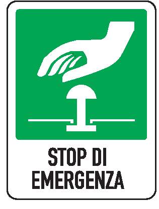 Cartello bifacciale Triangolato in All. 110x140 mm STOP DI EMERGENZA