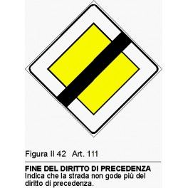 Cartello fine diritto di precedenza lato 90 cm