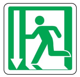 Cartello in All. 110x110 mm USCITA DI SICUREZZA CON FRECCIA SOPRAPORTA
