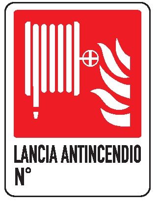 Cartello in All. 110x140 mm LANCIA ANTINCENDIO N°