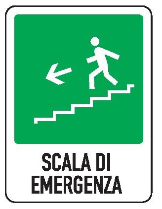 Cartello in All. 110x140 mm SCALA DI EMERGENZA IN BASSO A SX