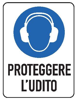 Cartello in All. 150x200 mm PROTEGGERE L'UDITO