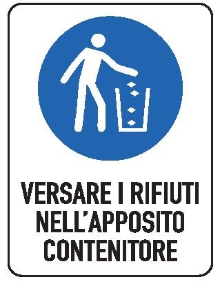 Cartello in All. 150x200 mm VERSARE I RIFIUTI NELL'APPOSITO CONTENITORE