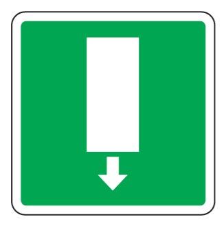 Cartello in All. 155x155 mm USCITA DI EMERGENZA VERSO IL BASSO