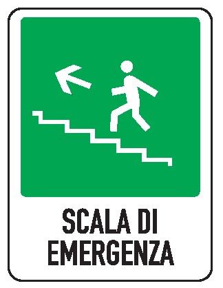 Cartello in All. 155x205 mm SCALA DI EMERGENZA IN ALTO A SX