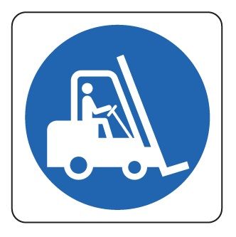 Cartello in All. 166x166 mm OBBLIGO CARRELLI ELEVATORI