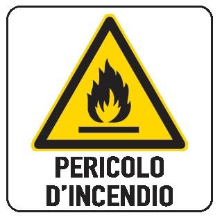Cartello in All. 200x300 mm PERICOLO D'INCENDIO