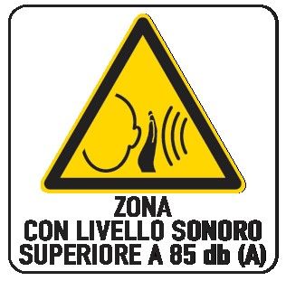 Cartello in All. 200x300 mm ZONA CON LIVELLO SONORO SUPERIORE A 85 db (A)