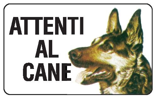 Cartello in All. 245x150 mm ATTENTI AL CANE (CON FIGURA)