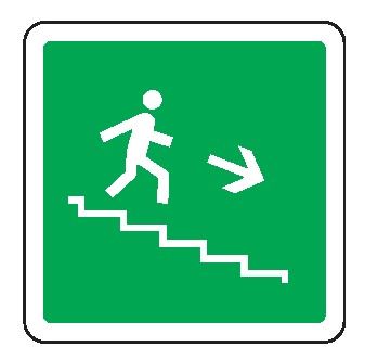Cartello in All. 245x245 mm SCALE A SCENDERE A DX