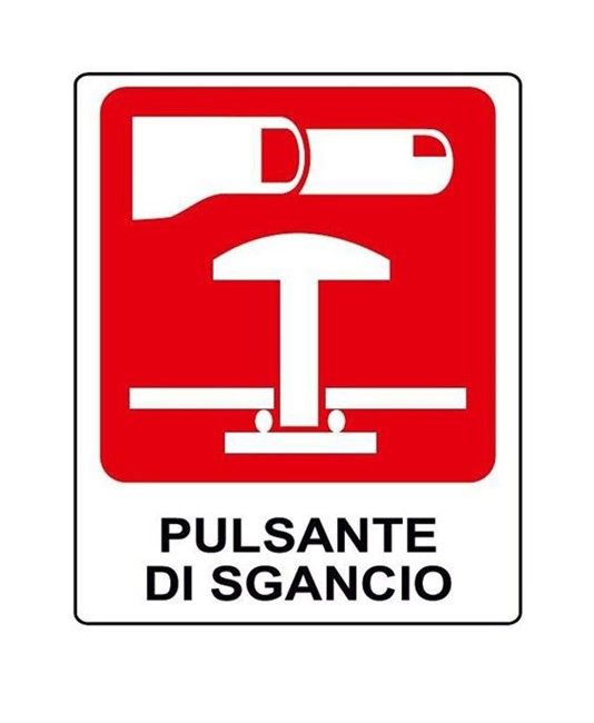Cartello in All. 245x325 mm PULSANTE DI SGANCIO