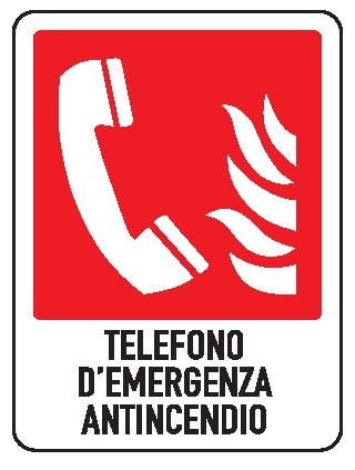 Cartello in All. 245x325 mm TELEFONO D'EMERGENZA ANTINCENDIO