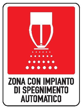 Cartello in All. 245x325 mm ZONA CON IMPIANTO SPEGNIMENTO AUTOMATICO