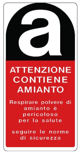 Cartello in All. 250x300 mm ATTENZIONE CONTIENE AMIANTO