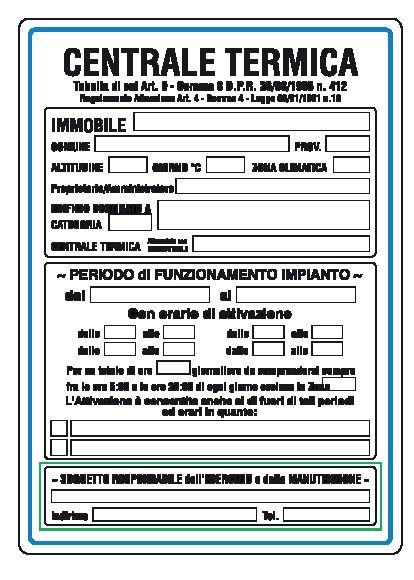 Cartello in All. 250x330 mm CENTRALE TERMICA