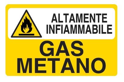 Cartello in All. 300x200 mm ALTAMENTE INFIAMMBILE GAS METANO