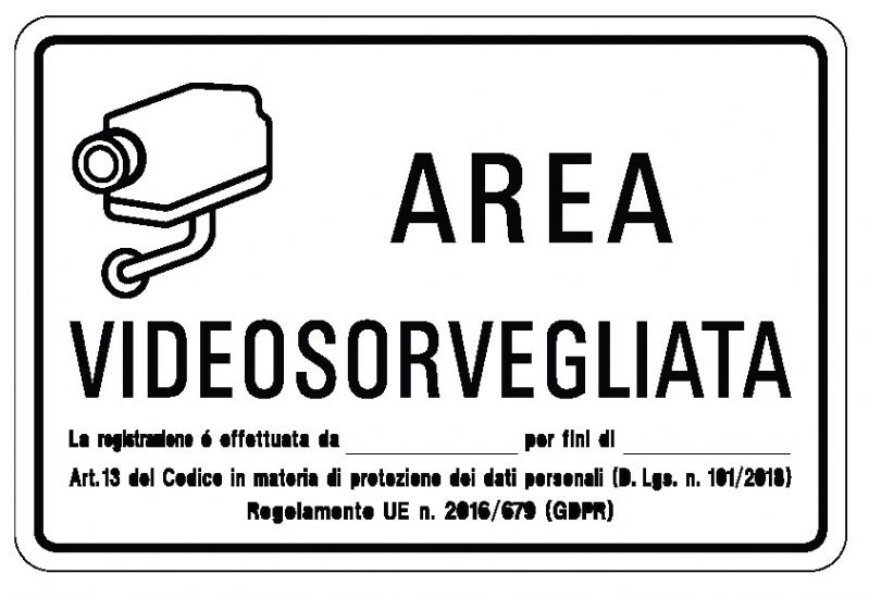 Cartello in All. 300x200 mm AREA VIDEOSORVEGLIATA REGISTRAZIONE