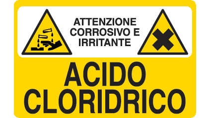 Cartello in All. 300x200 mm ATTENZIONE CORROSIVO E IRRITANTE ACIDO CLORIDRICO