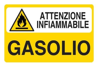 Cartello in All. 300x200 mm ATTENZIONE INFIAMMBILE GASOLIO