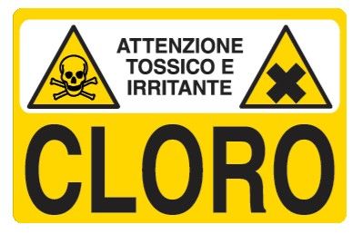 Cartello in All. 300x200 mm ATTENZIONE TOSSICO E IRRITANTE CLORO