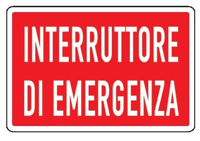 Cartello in All. 300x200 mm INTERRUTTORE DI EMERGENZA (FONDO ROSSO)