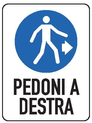Cartello in All. 300x200 mm PEDONI A DESTRA