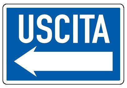 Cartello in All. 300x200 mm USCITA CON FRECCIA A SX