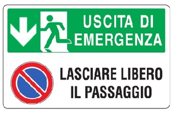 Cartello in All. 300x200 mm USCITA DI EMERGENZA LASCIARE LIBERO IL PASSAGGIO