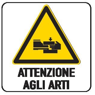 Cartello in All. 330x500 mm ATTENZIONE AGLI ARTI