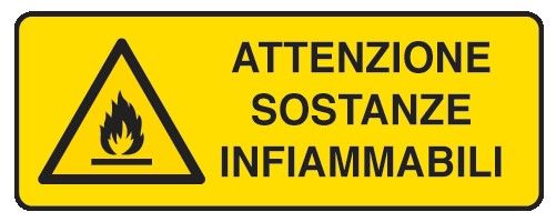Cartello in All. 330x500 mm ATTENZIONE SOSTANZE INFIAMMABILI