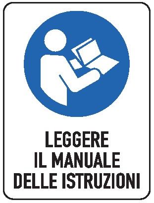 Cartello in All. 330x500 mm LEGGERE IL MANUALE DELLE ISTRUZIONI