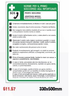 Cartello in All. 330x500 mm NORME PER IL PRIMO SOCCORSO AGLI INFORTUNATI