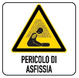 Cartello in All. 330x500 mm PERICOLO DI ASFISSIA