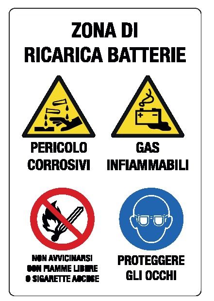 Cartello in All. 330x500 mm ZONA DI RICARICA BATTERIE
