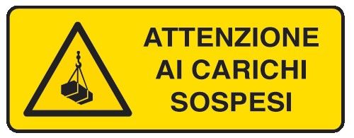 Cartello in All. 350x125 mm ATTENZIONE AI CARICHI SOSPESI