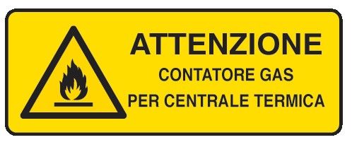 Cartello in All. 350x125 mm ATTENZIONE CONTATORE GAS PER CENTRALE TERMICA
