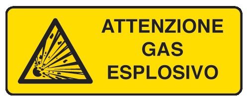 Cartello in All. 350x125 mm ATTENZIONE GAS ESPLOSIVO