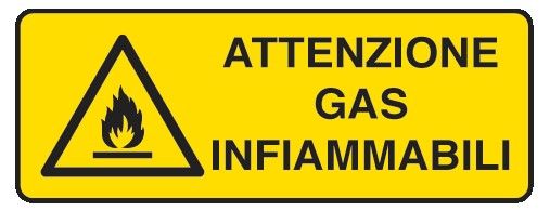 Cartello in All. 350x125 mm ATTENZIONE GAS INFIAMMABILI
