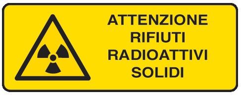 Cartello in All. 350x125 mm ATTENZIONE RIFIUTI RADIATTIVI SOLIDI