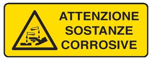 Cartello in All. 350x125 mm ATTENZIONE SOSTANZE CORROSIVE